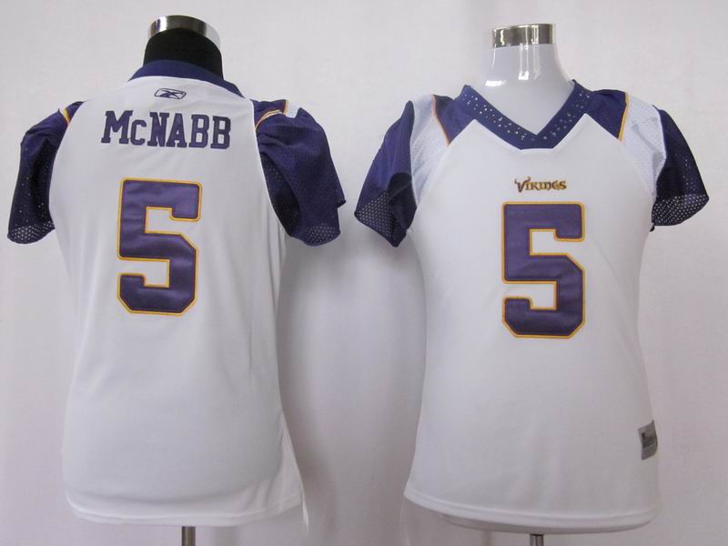 Vikings #5 Donovan McNabb White Women's Field Flirt Stitched NFL Jersey - Click Image to Close